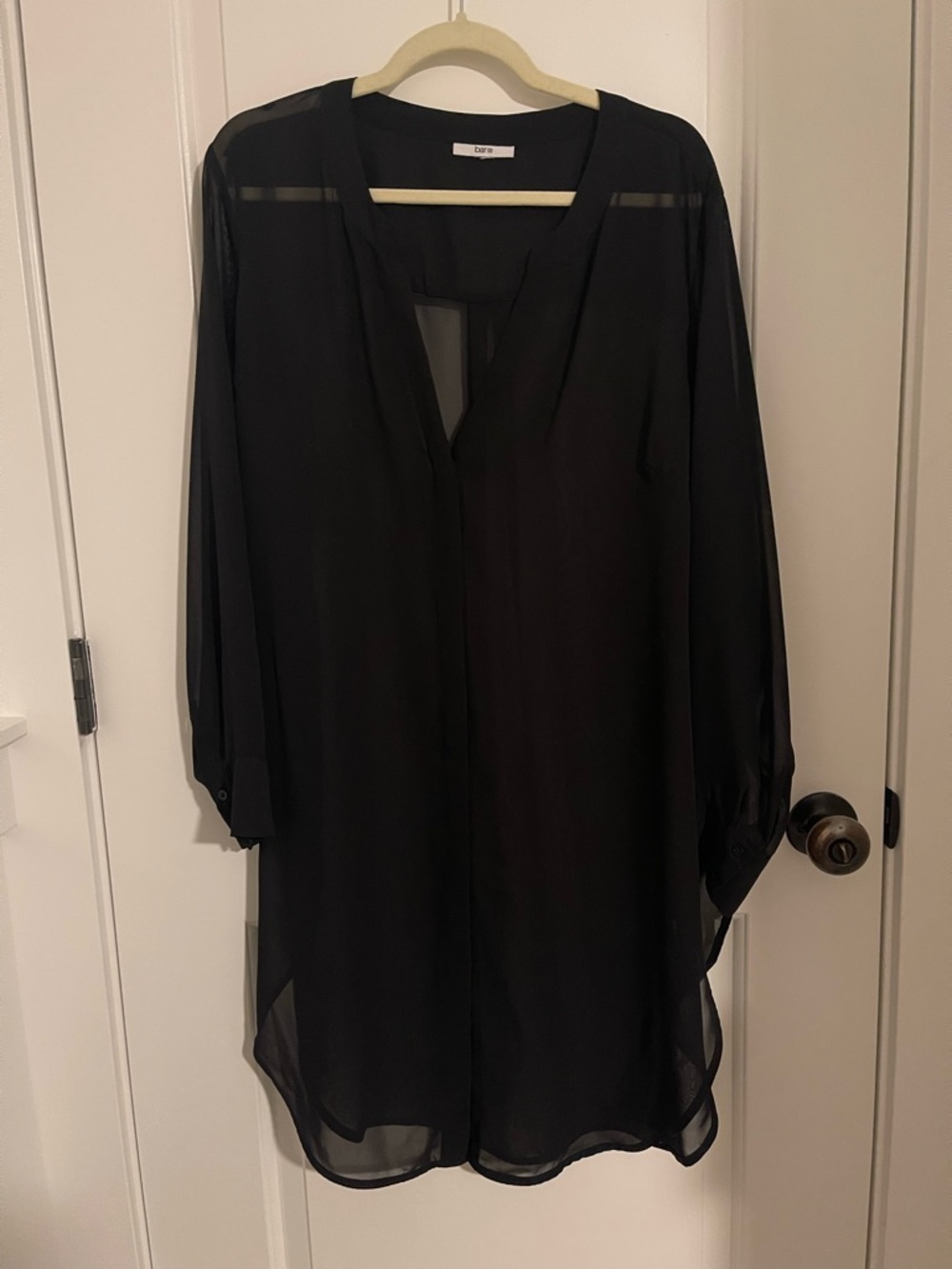 Bar III Black Sheer Longline Blouse